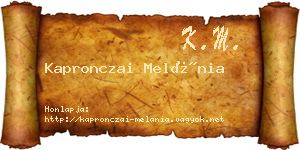 Kapronczai Melánia névjegykártya