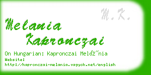 melania kapronczai business card